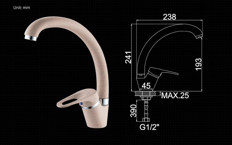 СМЕСИТЕЛЬ LEDEME L5913K ДЛЯ КУХНИ, ГРАНИТНЫЙ БЕЖЕВЫЙ