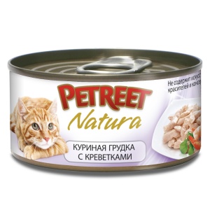 Petreet консервы для кошек куриная грудка с креветками 70 г