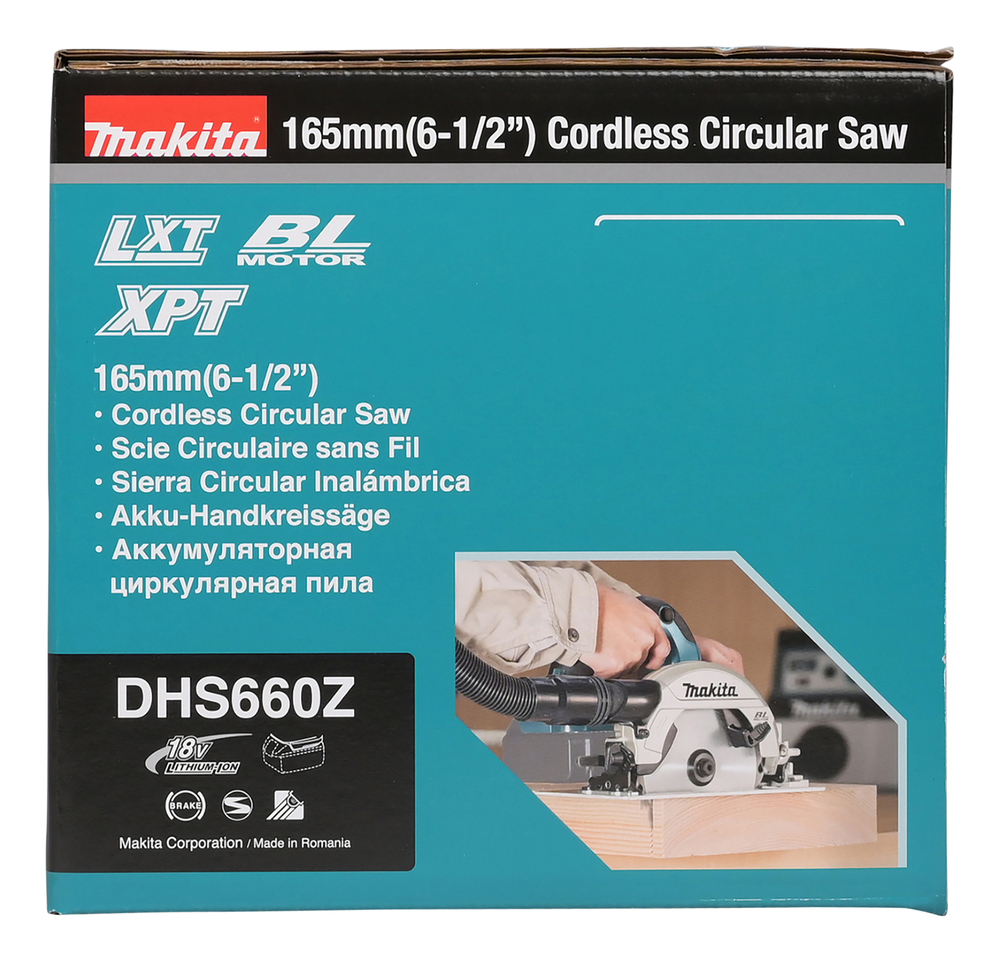 Пила дисковая аккумуляторная Makita DHS660Z LXT 18В, 165 мм, 5000 об/мин, без акб и ЗУ