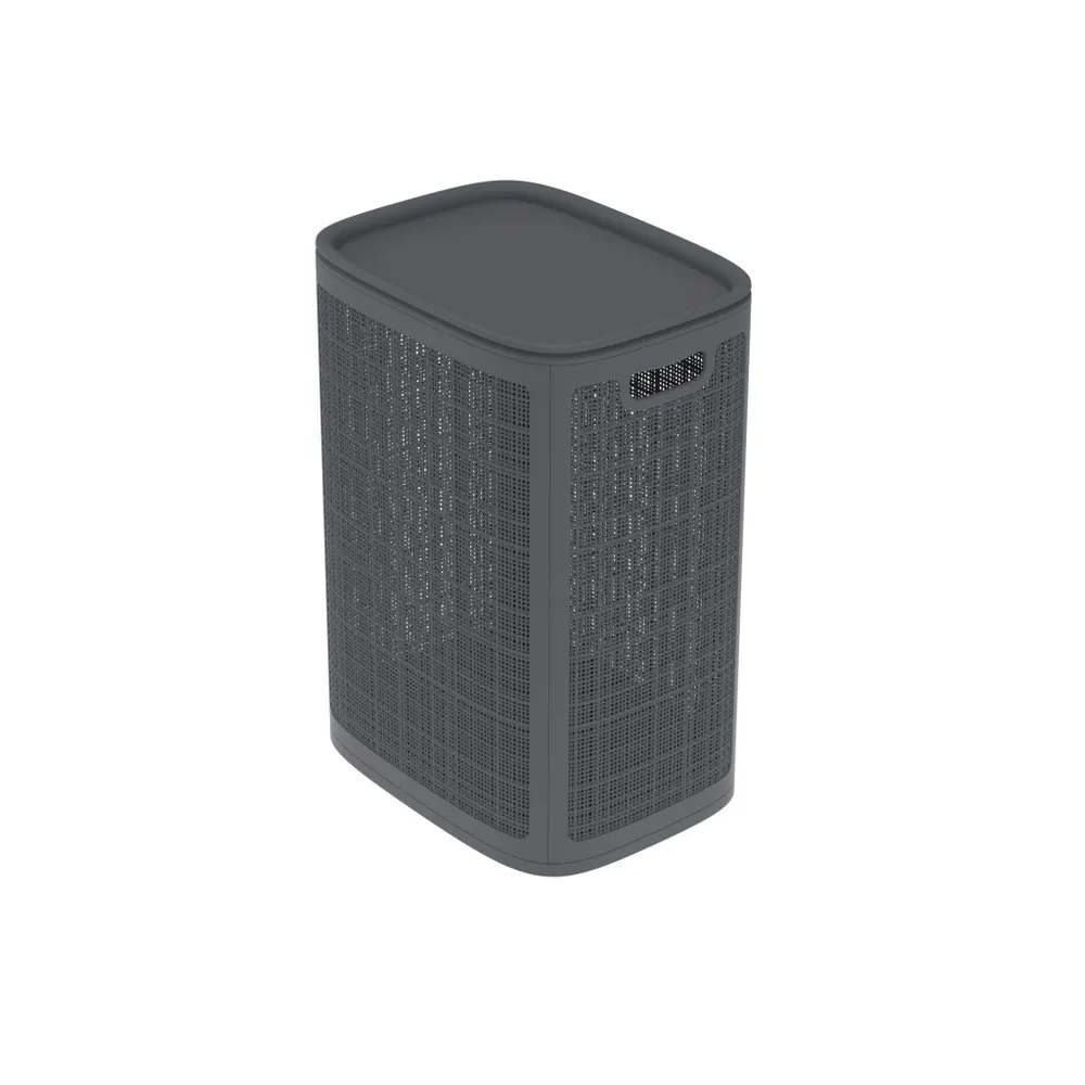 Плетёная корзина для белья сборная «Лён» 75 л (43х32.1х60 см) графит