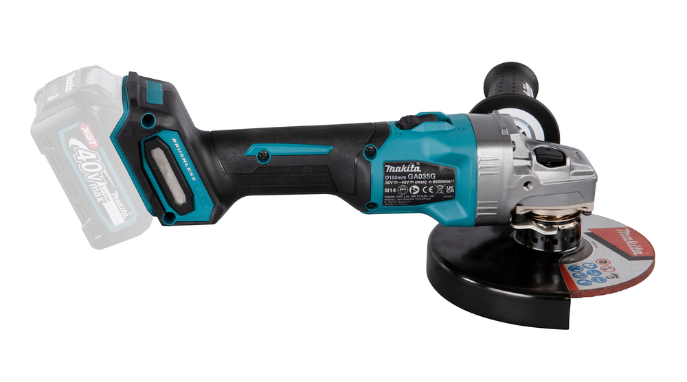 Угловая шлифмашина аккумуляторная Makita GA035GZ XGT BL 40В, 150 мм, 8500 об/мин, без акб и ЗУ