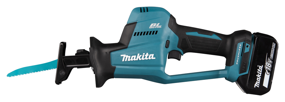 Пила сабельная аккумуляторная Makita DJR189Z LXT BL 18В, ход 22мм, рез 255мм, XPT, электрический тормоз, регулировка оборотов, поддержание оборотов под нагрузкой, бесключевая смена полотна, подсветка, без акб и ЗУ