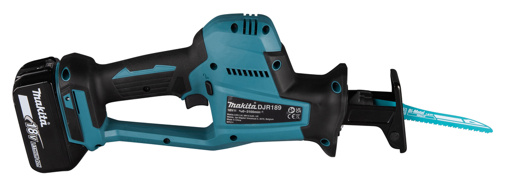 Пила сабельная аккумуляторная Makita DJR189Z LXT BL 18В, ход 22мм, рез 255мм, XPT, электрический тормоз, регулировка оборотов, поддержание оборотов под нагрузкой, бесключевая смена полотна, подсветка, без акб и ЗУ