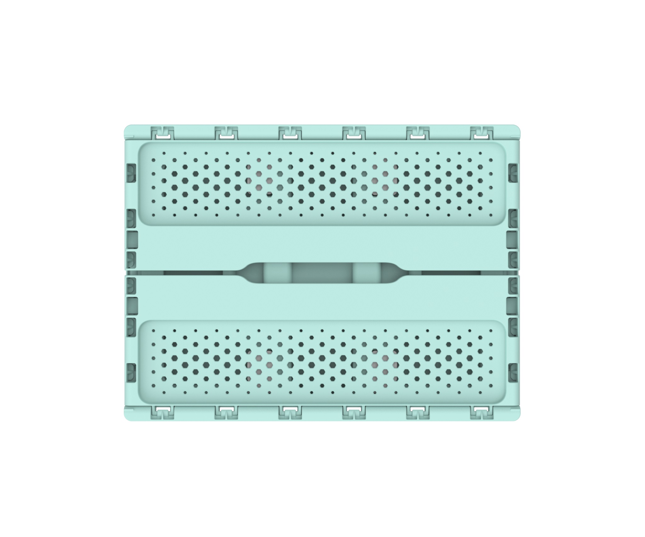 Ящик складной с перфорированными стенками и кнопками-фиксаторами (мята) АП 486, комплект 14 штук