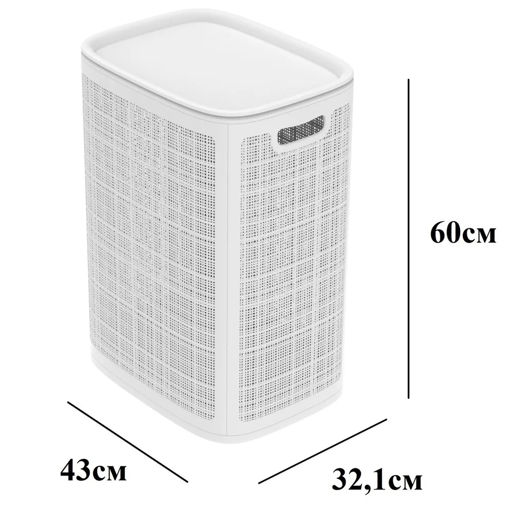 Плетёная корзина для белья сборная «Лён» 75 л (43х32.1х60 см) белый