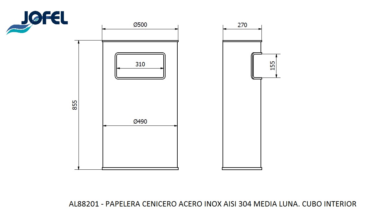 Урна-пепельница Jofel AL88201 80л