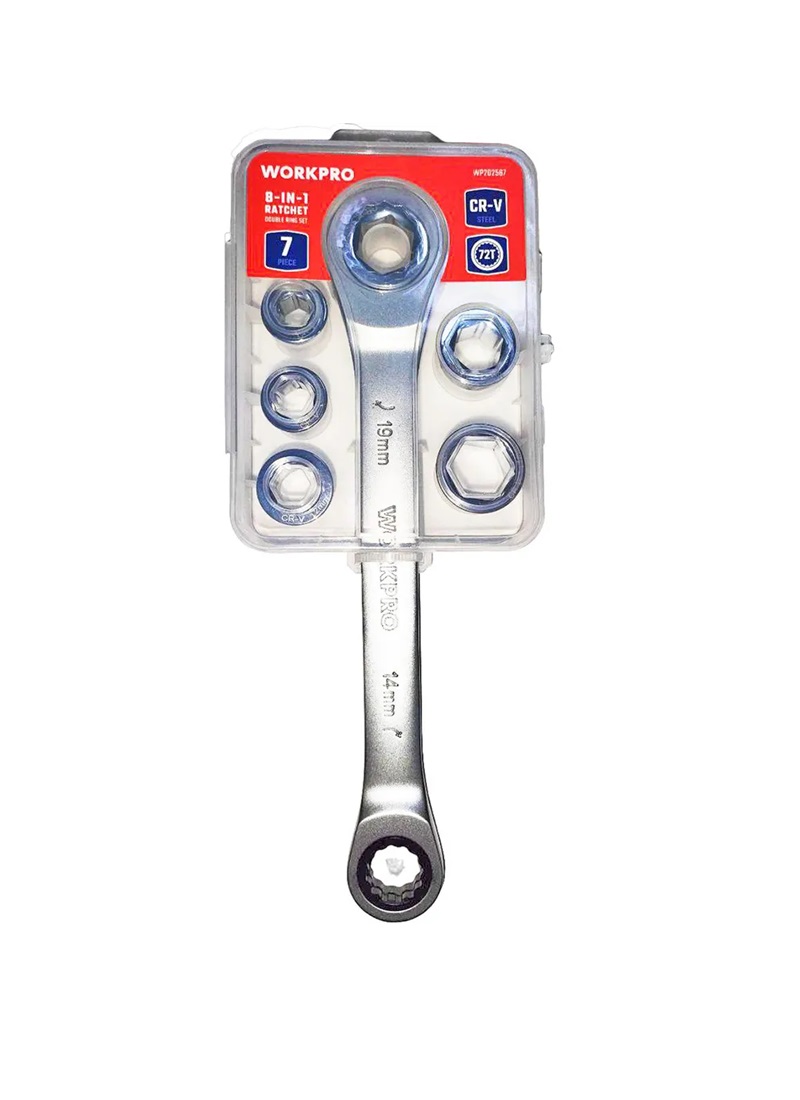 Ключ универсальный со сменными вставками 6 шт.(8-17 мм) с храповым механизмом WORKPRO