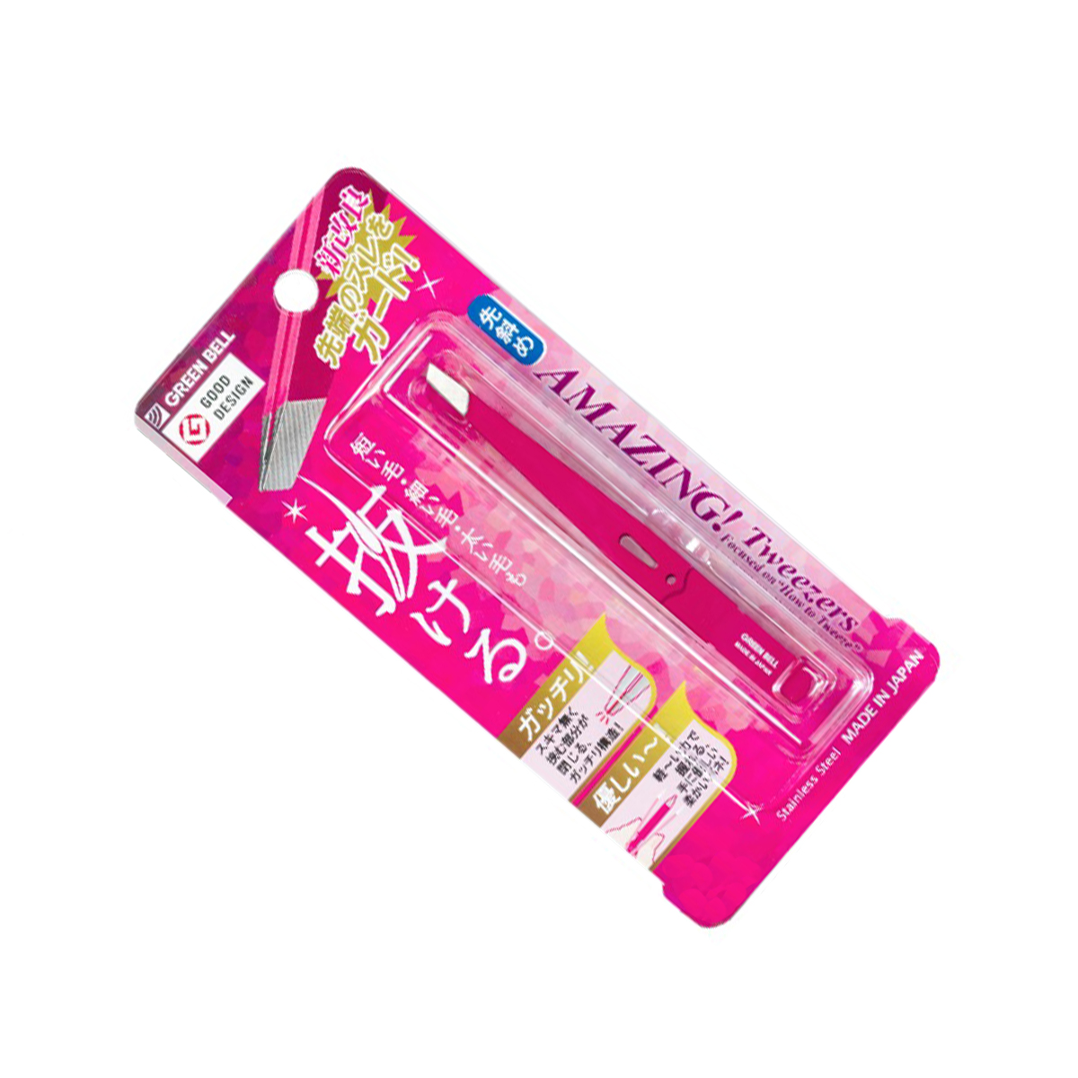 Пинцет профессиональный розовый L 94 мм / 16 г Green Bell Япония