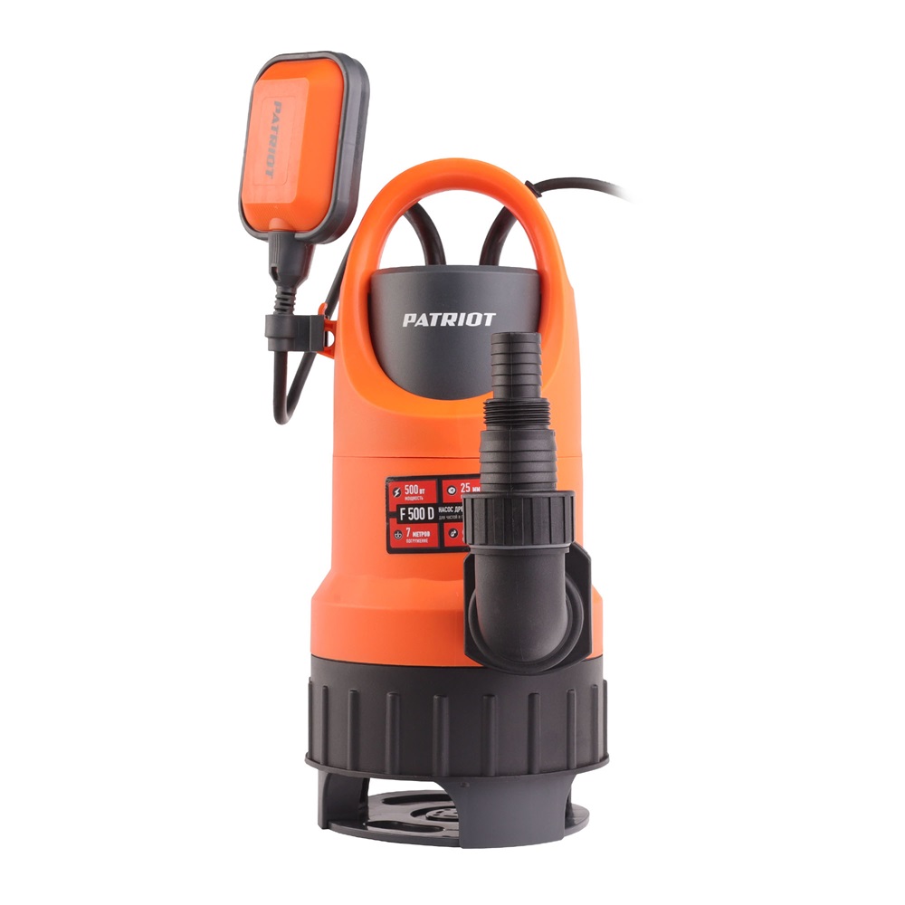 Насос дренажный PATRIOT F 500 D для чистой и грязной воды, 500 Вт
