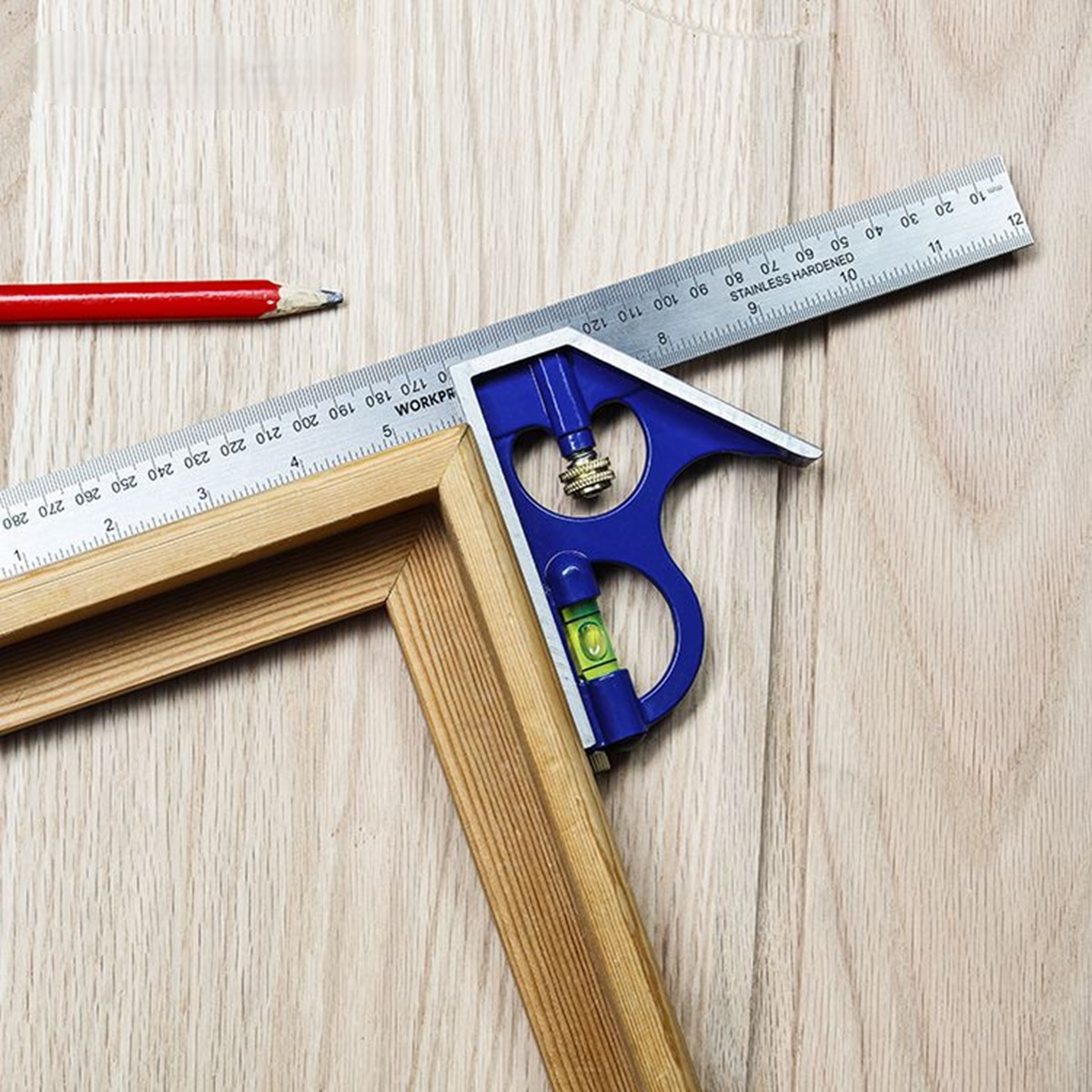 Угольник алюминиевый 300 мм, комбинированный WORKPRO