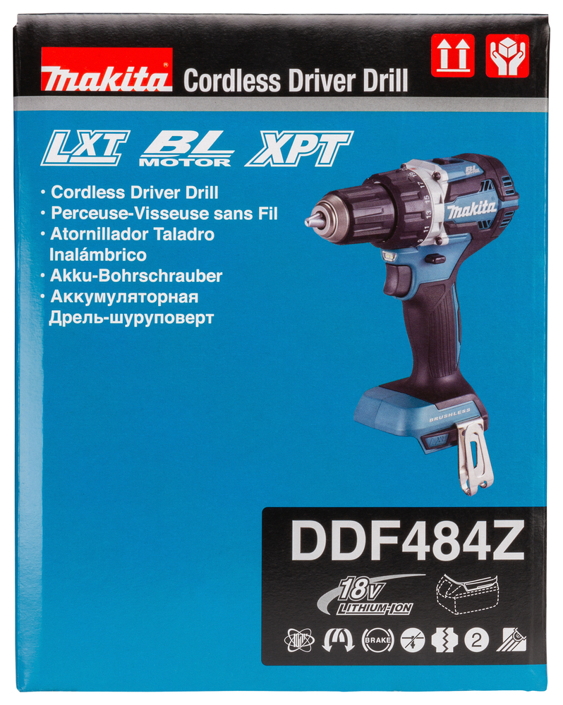 Дрель-шуруповерт аккумуляторная Makita DDF484Z LXT 18В, 54 Нм, 2000 об/мин, без акб и ЗУ