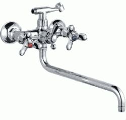 СМЕСИТЕЛЬ ДЛЯ ВАННЫ LEDEME КРУГЛЫЙ ИЗЛИВ ШАРОВЫЙ КРЕСТ КЕРАМИКА L2612-2