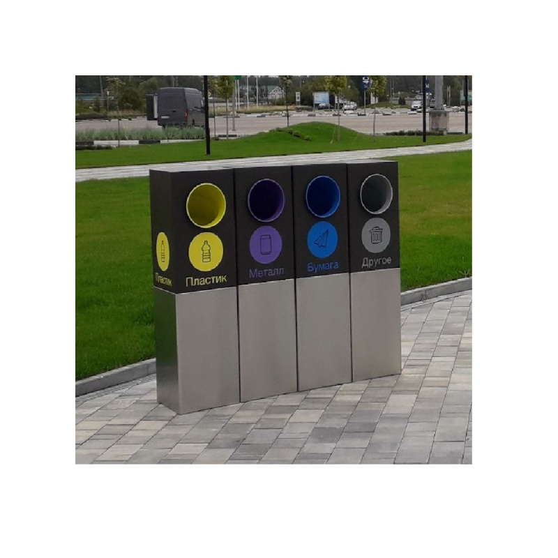 Урна для раздельного сбора мусора "Альянс" 4 секции на 132 л.