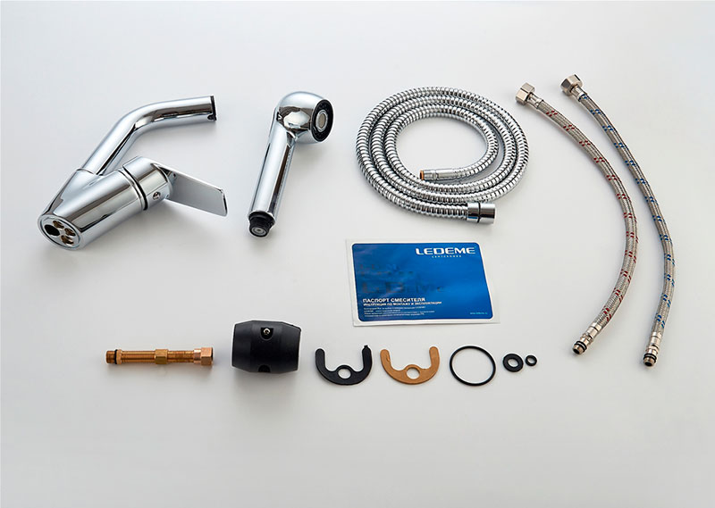 СМЕСИТЕЛЬ ДЛЯ КУХНИ LEDEME L6040, ЭКО-КАРТРИДЖ, С ВЫТЯЖНОЙ ЛЕЙКОЙ