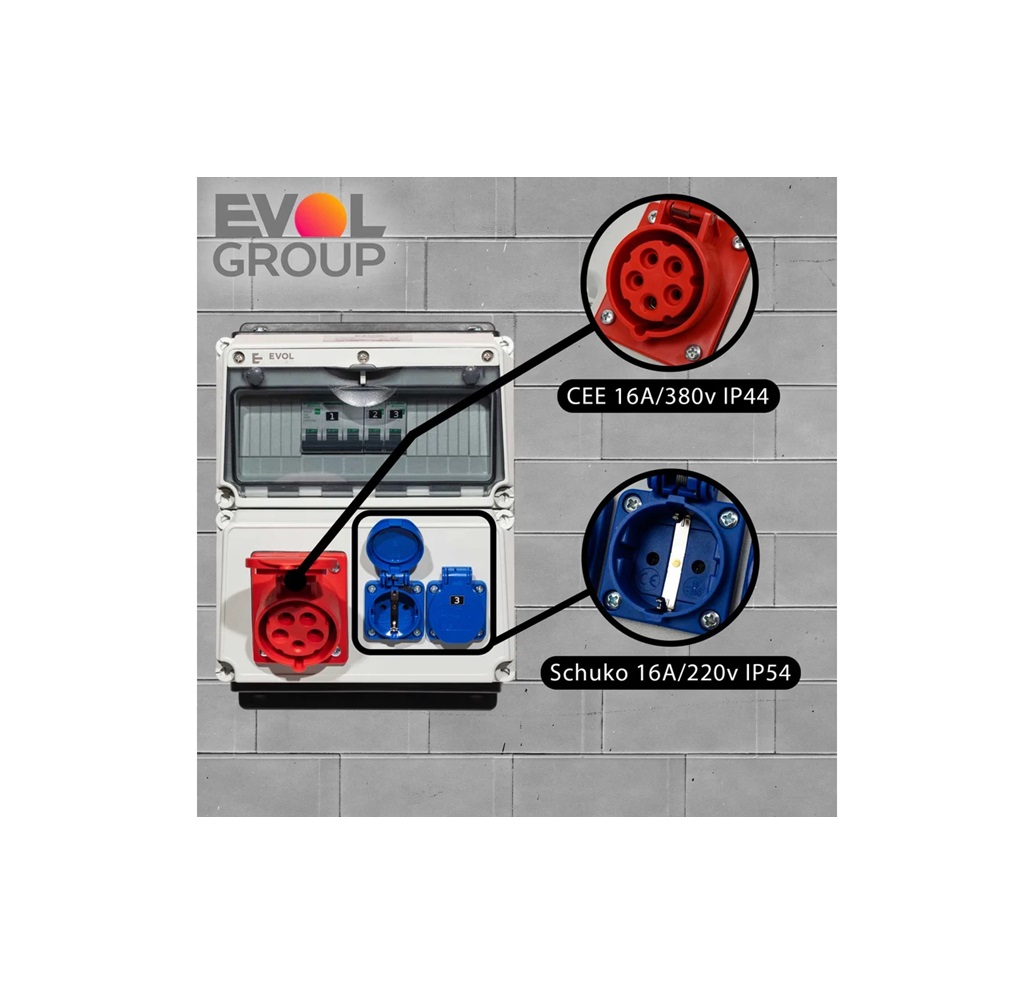 Навесной щит с розетками 220В + 380В EVOL BlockBox 0104-002-1