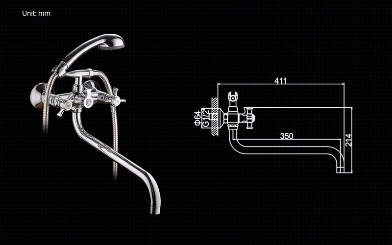 СМЕСИТЕЛЬ ДЛЯ ВАННЫ LEDEME L2611