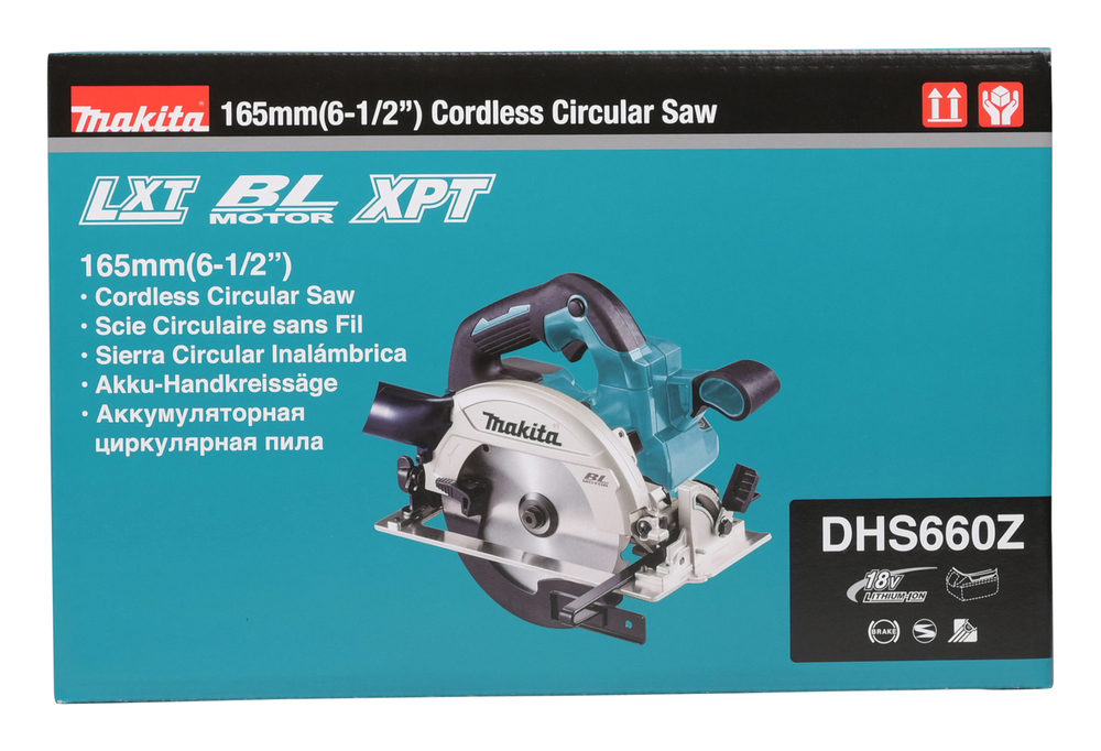 Пила дисковая аккумуляторная Makita DHS660Z LXT 18В, 165 мм, 5000 об/мин, без акб и ЗУ