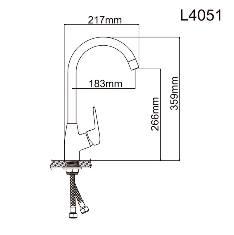 СМЕСИТЕЛЬ ДЛЯ КУХНИ LEDEME L4051, ВЫСОКИЙ ИЗЛИВ