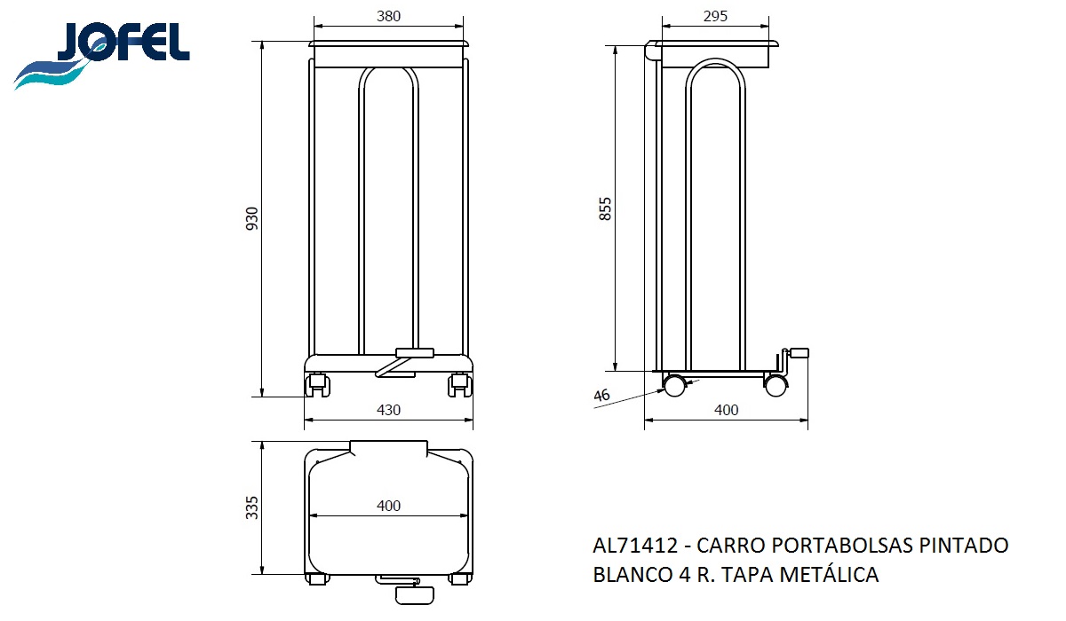Тележка для мусорных мешков Jofel AL71412 120 л
