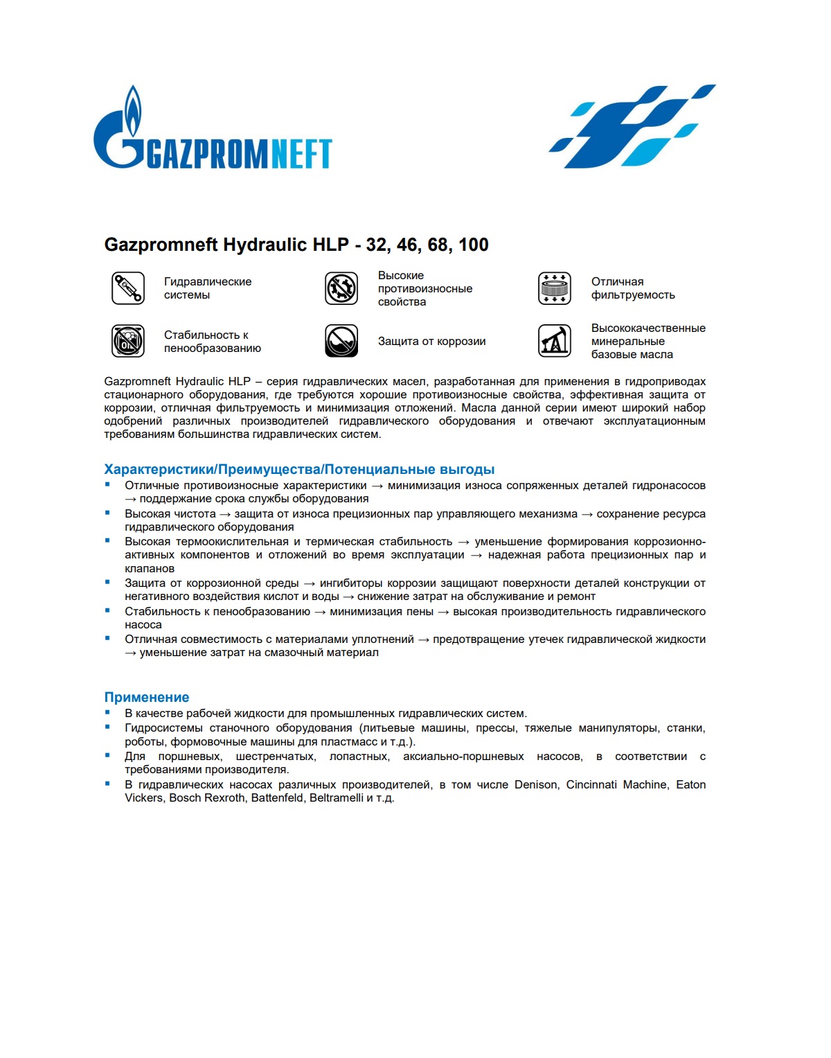 Гидравлическое масло Gazpromneft Hydraulic HLP-100 10л