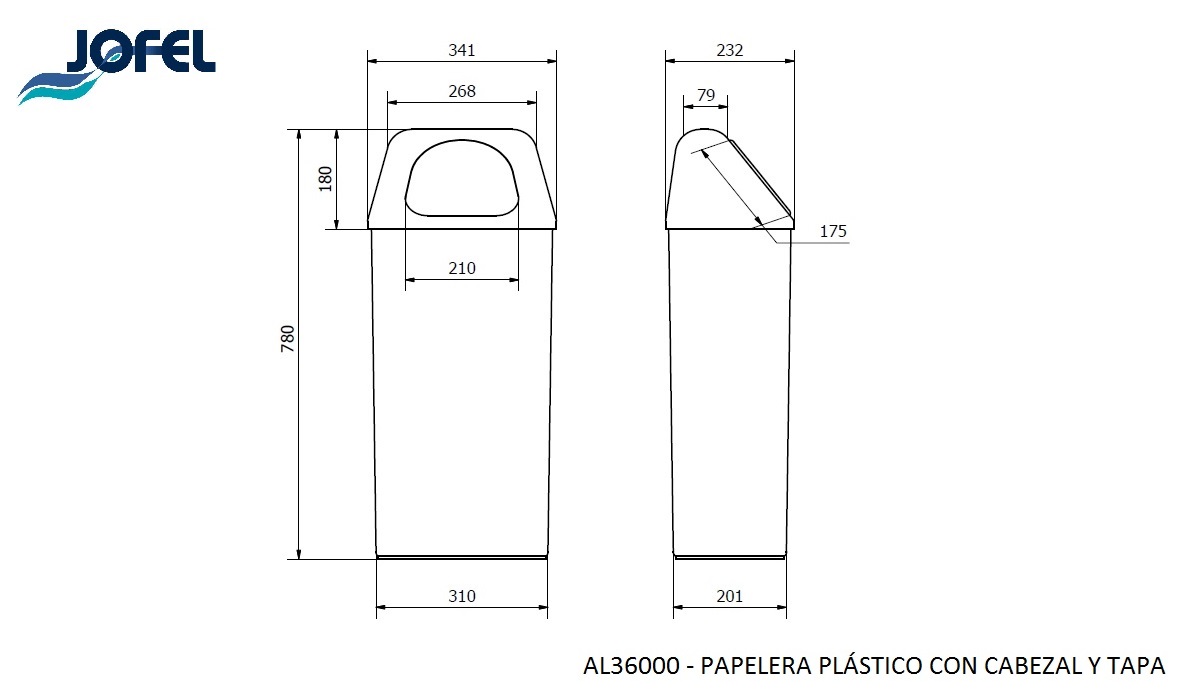 Урна с крышкой Jofel Atlantic line AL36000 50л