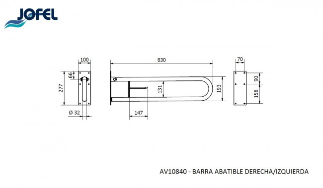 Поручень откидной настенный Jofel AV10840