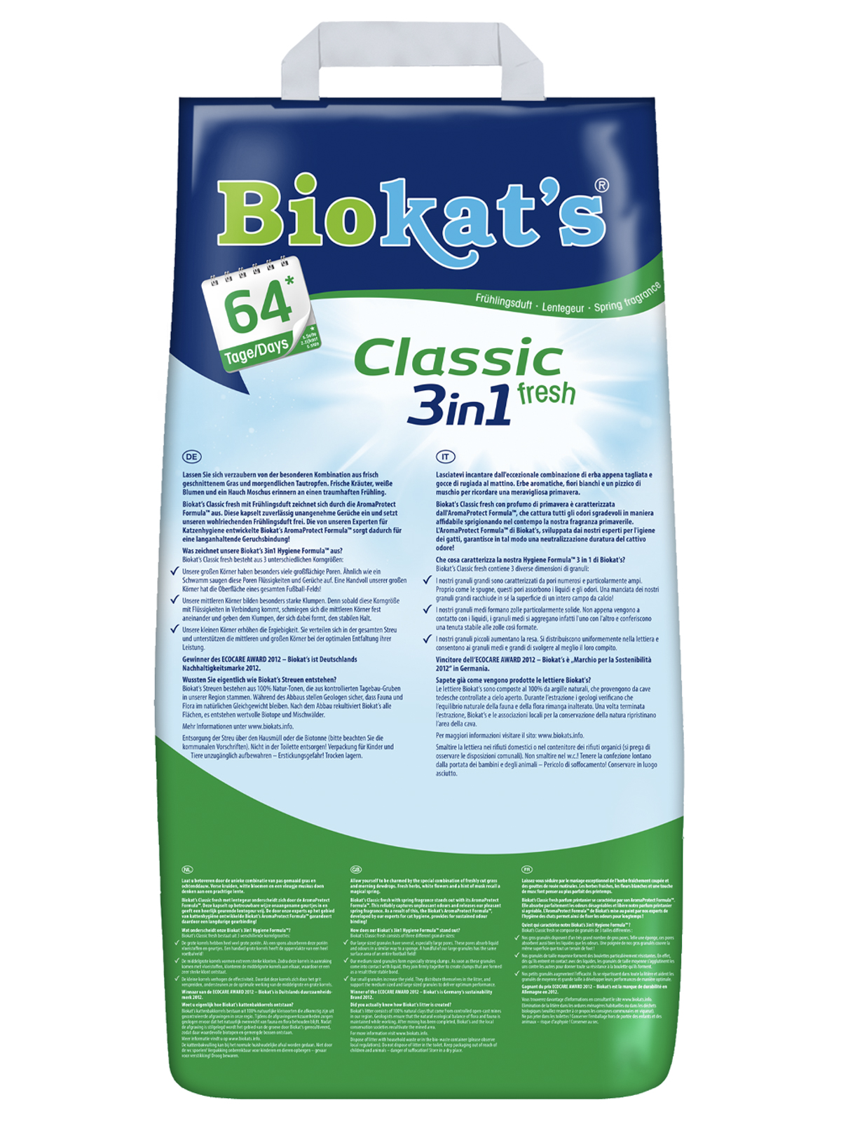 BIOKAT'S CLASSIC FRESH наполнитель комкующийся c ароматизатором 20 л (20 кг)
