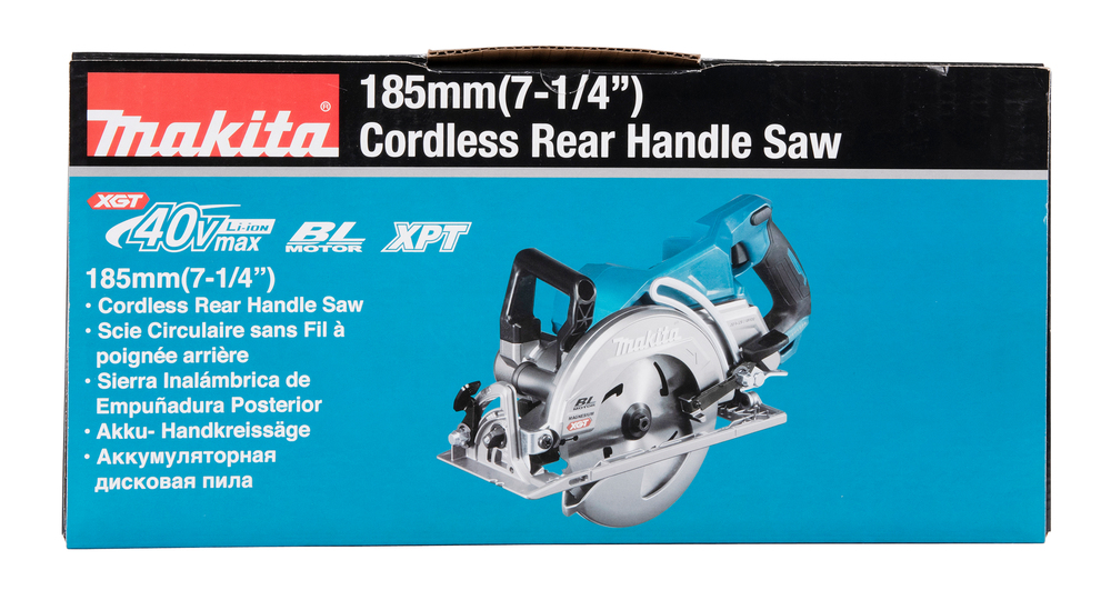 Пила дисковая аккумуляторная с задней рукояткой Makita RS001GZ XGT 40В, 185 мм, 6400 об/мин, без акб и ЗУ