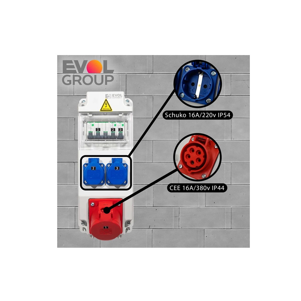 Навесной щит с розетками 220В + 380В EVOL COMBOX 5 0101-002-1