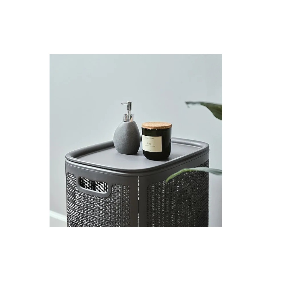 Плетёная корзина для белья сборная «Лён» 100 л (43х32.1х80 см) графит