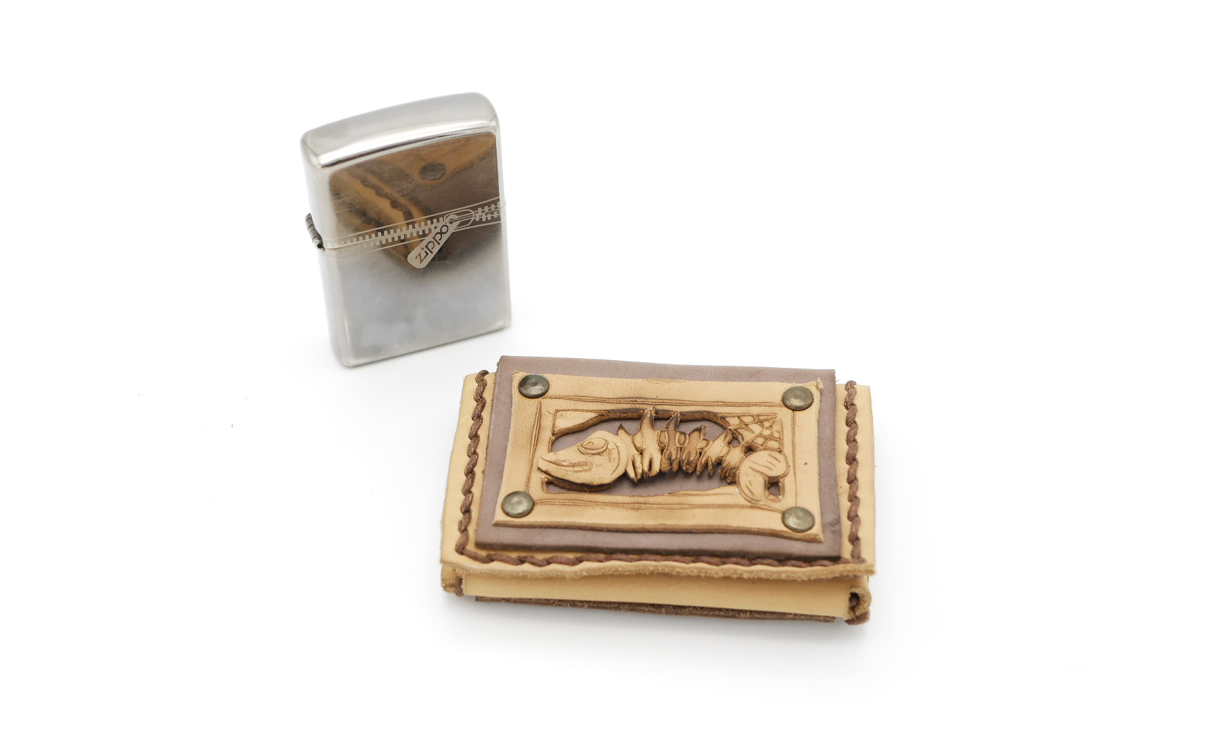 Чехол кожаный для зажигалки Zippo, Skeleton