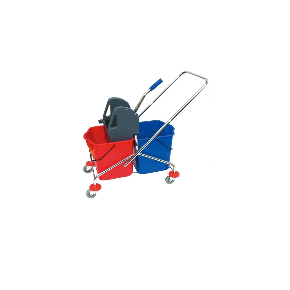 Тележка уборочная Ksitex-028AK 2х-ведёрная с механизмом отжима 2х25л