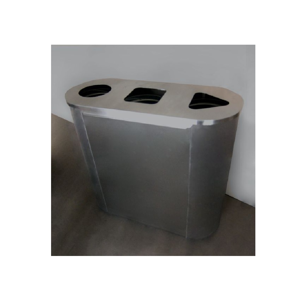 Урна для раздельного сбора мусора "Акцент-3" шлифованная, с наклейками