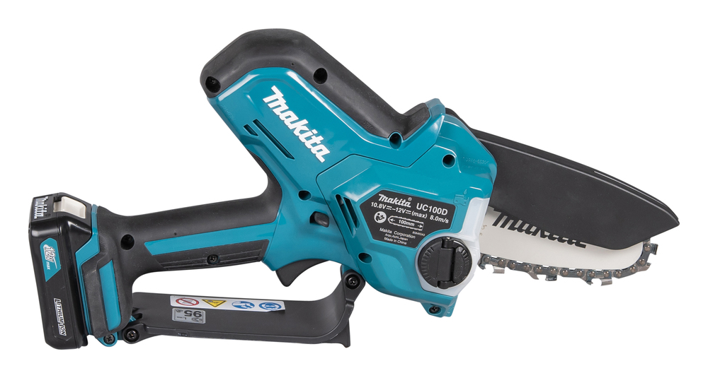 Пила цепная аккумуляторная Makita UC100DWA CXT BL 12В, 210 Вт, 4"/10 см, 0,325", 1,1 мм, 8 м/с, XPT, (BL1021B,DC10WD)