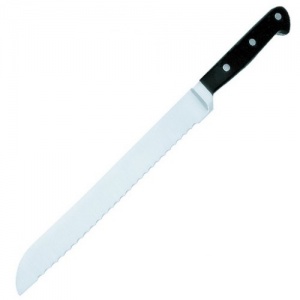 Нож кухонный для хлеба кованый 20 см черная рукоять ПОМ