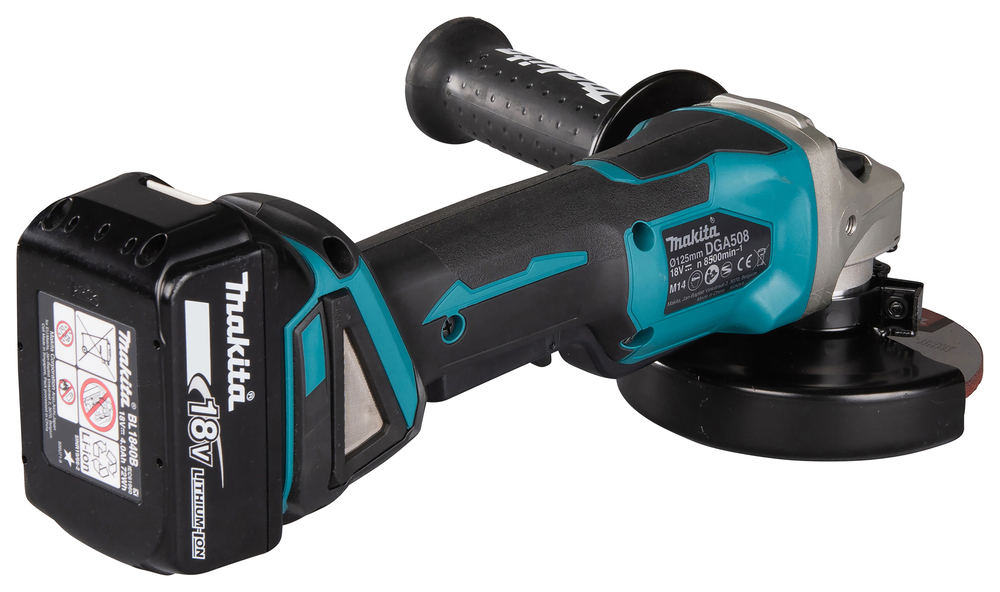 Угловая шлифмашина аккумуляторная Makita DGA508RME LXT 18В, 125 мм, 8500 об/мин, 2х4.0 Ач Li-ion