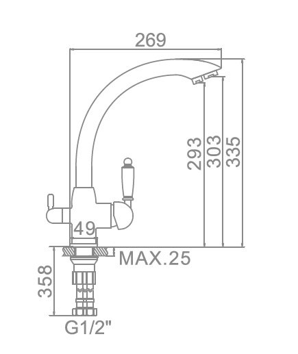 СМЕСИТЕЛЬ ДЛЯ КУХНИ LEDEME, С ВЫХОДОМ ПИТЬЕВОЙ ВОДЫ, ЧЁРНЫЙ-МАТОВЫЙ L4455F-3