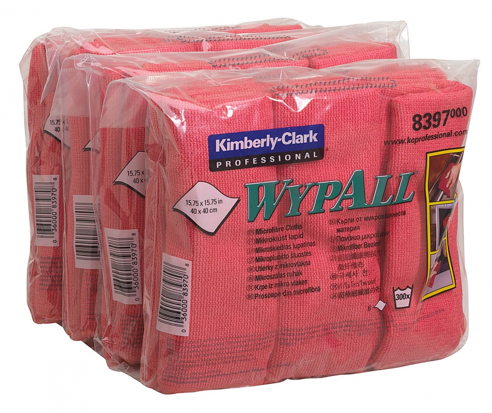 Микрофибра в пачках Kimberly-Clark WypAll Microfibre Cloth 8397, красный
