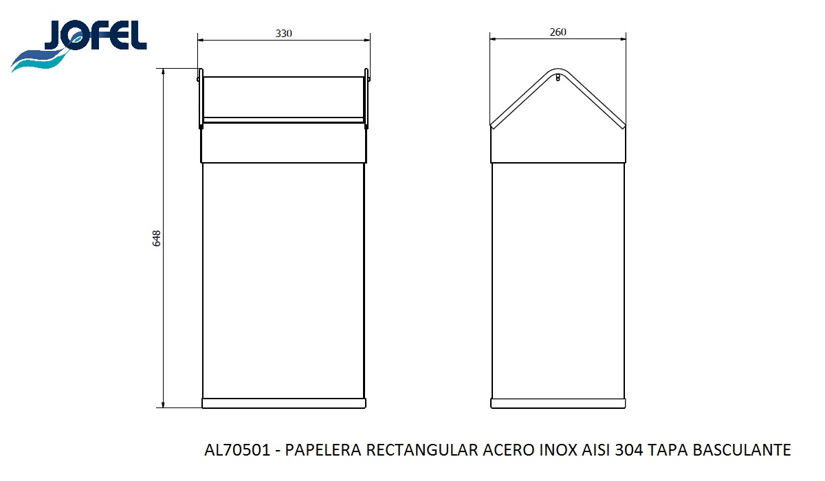 Урна с крышкой-качелью Jofel AL70501 40л