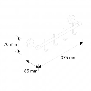 Полотенцедержатель с 4 крючками MERIDA HOTEL, длина 300 мм MHW12