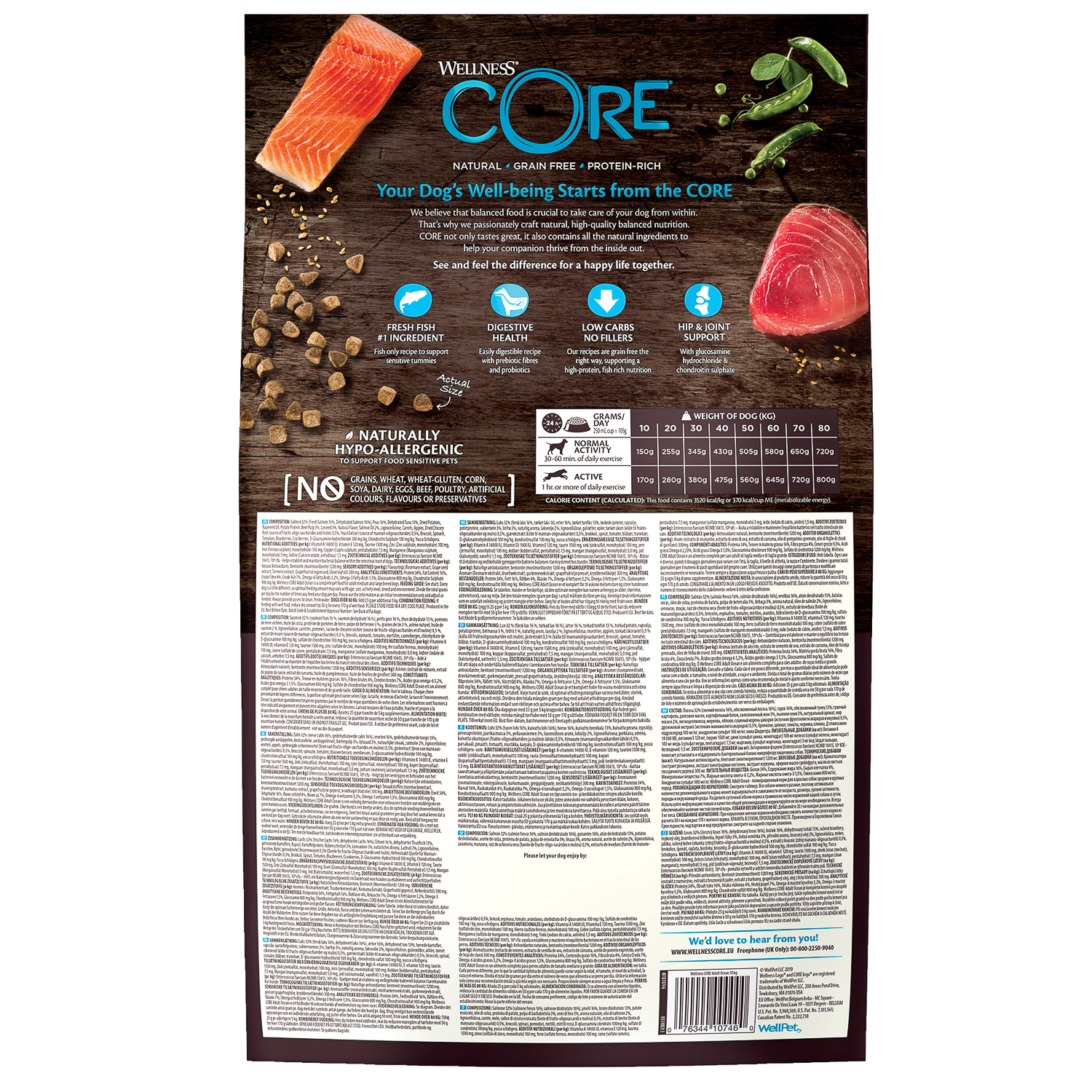 59907 Корм из лосося с тунцом для взрослых собак средних и крупных пород 10 кг