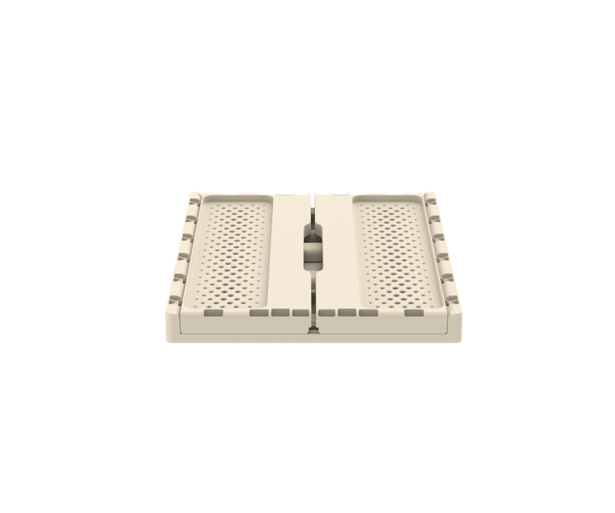 Ящик складной с перфорированными стенками и кнопками-фиксаторами (слоновая кость) АП 487, комплект 14 штук