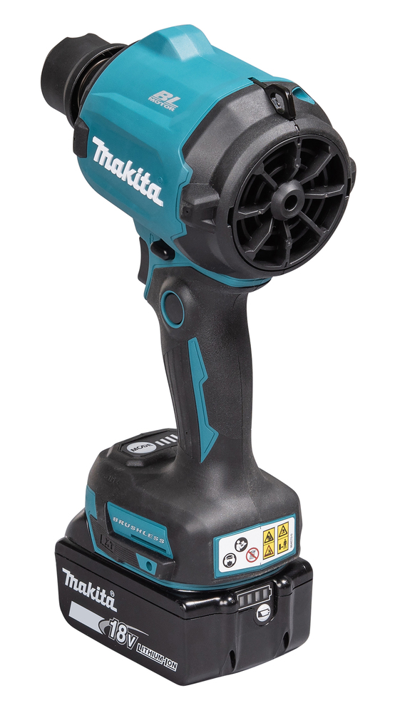 Аккумуляторная воздуходувка Makita DAS180Z LXT 18В BL, воздушный поток до 200м/сек, расход до 1,1м3/мин, макс. сила всасывания 10,3 кПа, без акб и З/У