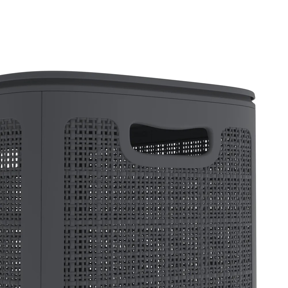 Плетёная корзина для белья сборная «Лён» 100 л (43х32.1х80 см) графит