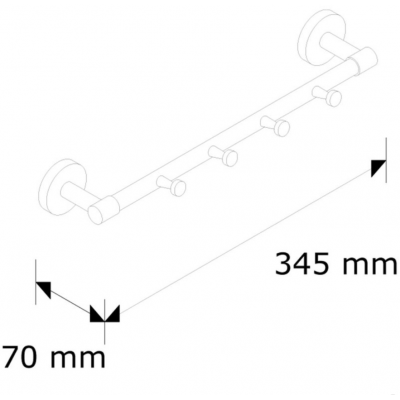 Вешалка с 4 крючками MERIDA HOTEL, длина 300 мм MHW05