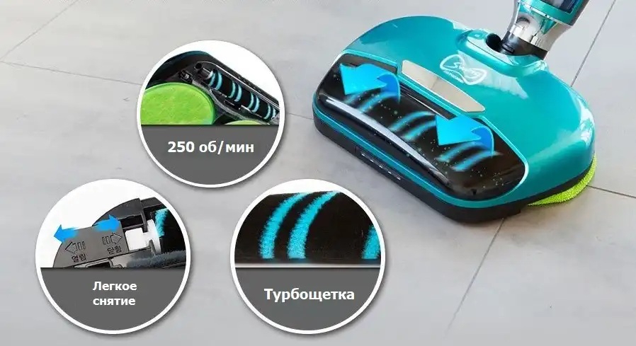 Беспроводной полотер - пылесос SWING-9500 голубой