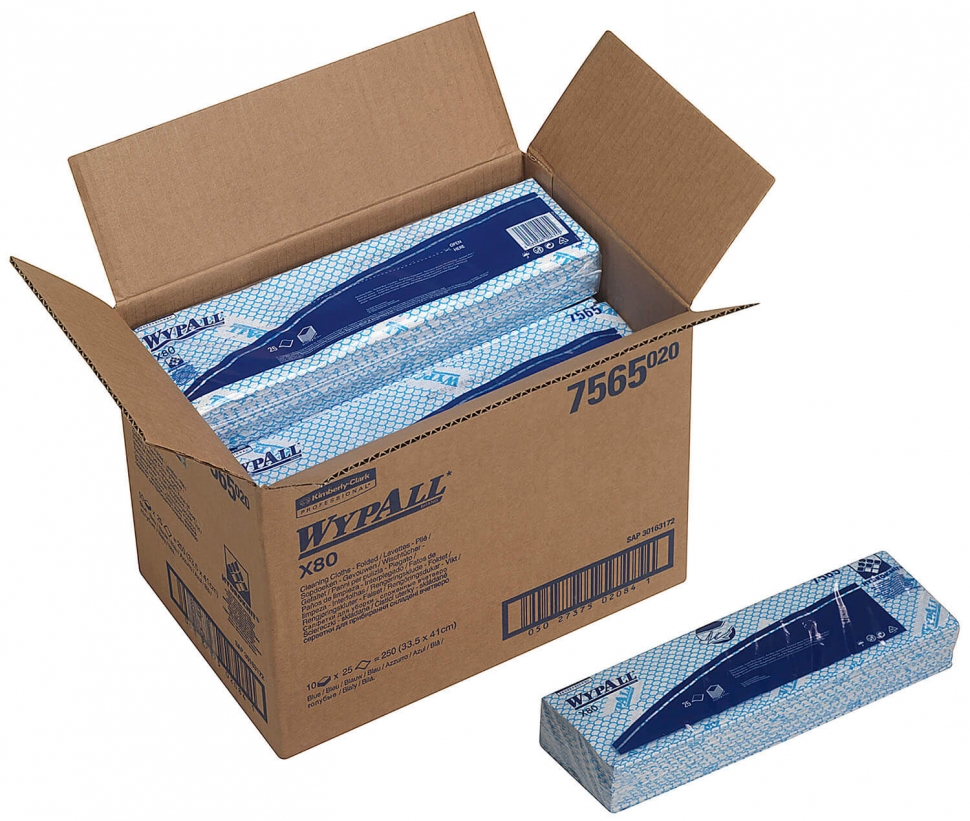Протирочный материал в пачке Kimberly-Clark Wypall® X80 7565 голубой