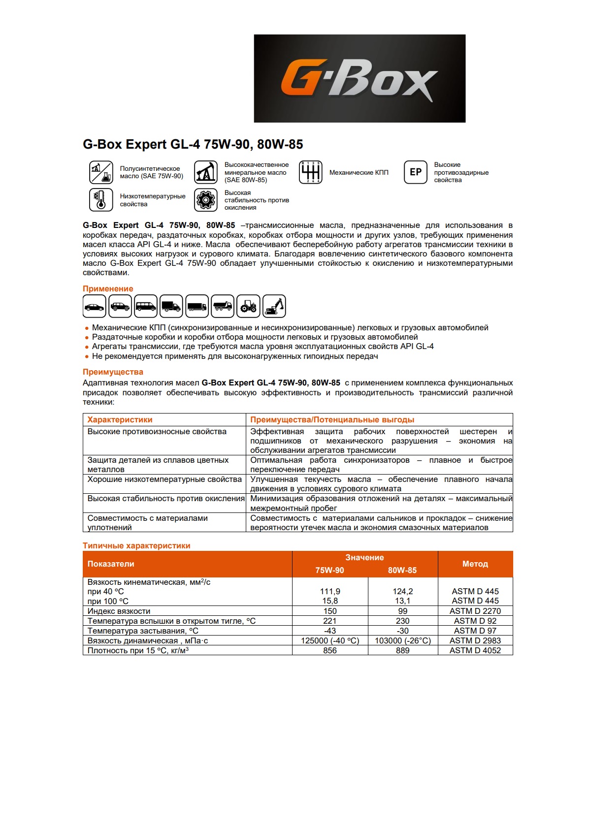 Трансмиссионное  масло G-Box Expert GL-4 75W-90 4л