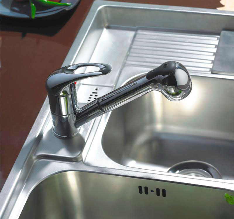 СМЕСИТЕЛЬ ДЛЯ КУХНИ LEDEME L6002-B, ВЫТЯГИВАЮЩАЯСЯ ЛЕЙКА