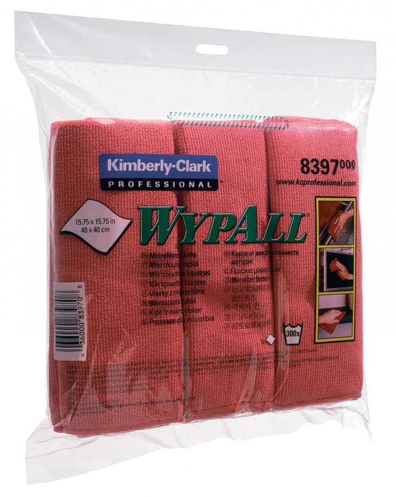 Микрофибра в пачках Kimberly-Clark WypAll Microfibre Cloth 8397, красный